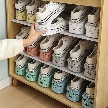 Регулируемая полка для хранения обуви, пластиковая креативная полка для обуви, органайзер для домашнего хранения в общежитиях