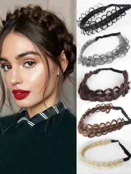 Регулируемая повязка на голову, плетеная вручную, синтетический парик, симпатичная повязка на голову, используется для ежедневного ношения девочками. 14inch