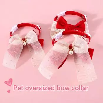 Регулируемая пряжка с бантом. Удобный противоудушающий ошейник для собак и кошек для маленьких домашних животных. бежевый