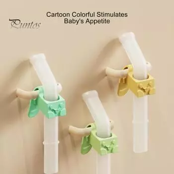 Регулируемая пряжка в виде кролика, силиконовая соломинка для питья, детская дополнительная еда, каша, суп, чашка для воды, соломинка для детей Round синий
