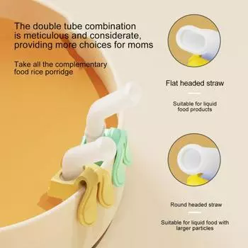 Регулируемая пряжка в виде кролика, силиконовая соломинка для питья, детская дополнительная еда, каша, суп, чашка для воды, соломинка для детей Round синий