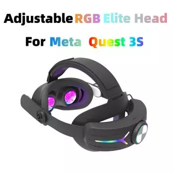 Регулируемая RGB Elite Head для Meta Quest 3S со встроенным аккумулятором 12000 мАч Оголовье для Oculus Quest 3S Аксессуары чёрный