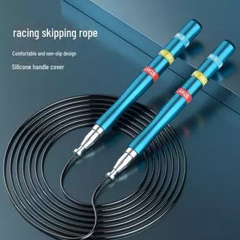 Регулируемая самоблокирующаяся гоночная стальная скакалка для фитнес-упражнений для взрослых с двойным подшипником. JL8006-14 Speed Skipping Rope синий