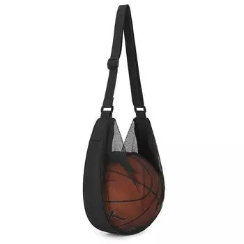 Регулируемая сетчатая сумка через плечо, портативный рюкзак для хранения футбола, уличные сумки для баскетбола, волейбола, многофункциональные сумки для хранения мячей чёрный