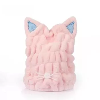 Регулируемая шапочка для сушки волос, полотенце-обертывание для волос, милая шапочка для волос для ванной с ушками, кошка