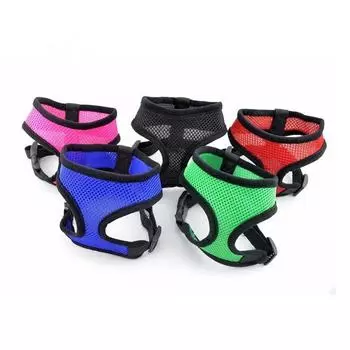 Регулируемая шлейка для собак, дышащая нейлоновая сетчатая шлейка для собак, ошейник для щенков, нагрудный ремень для домашних животных, поводок для домашних животных XS чёрный