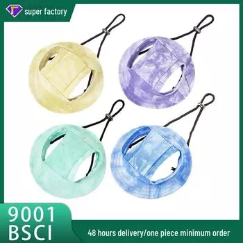 Регулируемая шляпа-навес от солнца для домашних животных с открытыми ушами, дизайн против удушения для собак и кошек Big flower, L зелёный