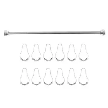 Регулируемая штанга для шкафа с 12 крючками из нержавеющей стали, выдвижная штанга для душа в ванной комнате