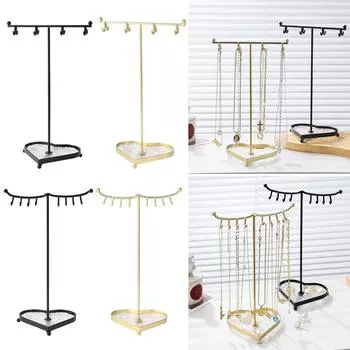 Регулируемая стойка для хранения сережек, современная подставка для ювелирных изделий с подносом и кронштейном, полки для презентаций ювелирных изделий 1 золотой