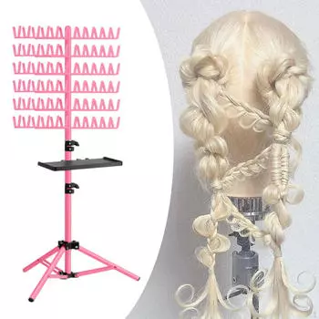 Регулируемая стойка для плетения волос, удобные инструменты, держатель для удлинителя, вешалка розовый