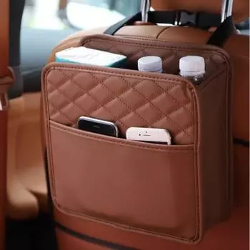 Регулируемая сумка для хранения на заднем сиденье автомобиля Многофункциональная кожаная сумка для хранения автомобиля чёрный