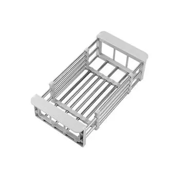 Регулируемая сушилка для посуды из нержавеющей стали, полка для мытья посуды, корзина для чистки раковины, фрукты S