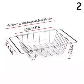 Регулируемая сушилка для посуды над раковиной, нержавеющая сталь, кухонная стойка для сушки посуды, стеклянная тарелка 2