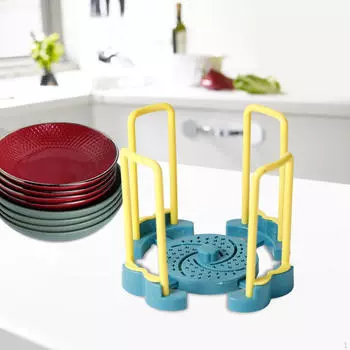 Регулируемая сушилка для посуды с вращающимся держателем для мисок для организации кухни Yellow and blue