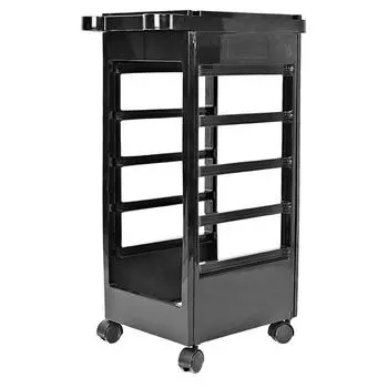 Регулируемая тележка для парикмахерской Тележка для хранения инструментов парикмахерской Тележка с регулируемой высотой для косметических инструментов с 5 ящиками чёрный