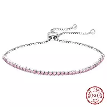 Регулируемая теннисная цепочка из стерлингового серебра S925 с синим цирконием 925