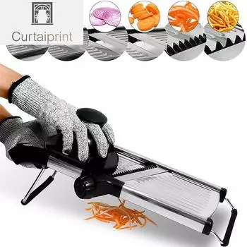 Регулируемая терка-мандолина из нержавеющей стали, овощерезка, измельчитель, резак для картофеля, помидоров, лука, моркови