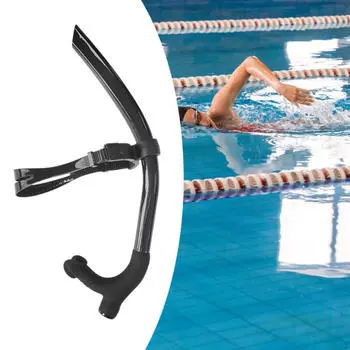 Регулируемая трубка для взрослых с передним центральным креплением и загубником из пищевого силикона чёрный