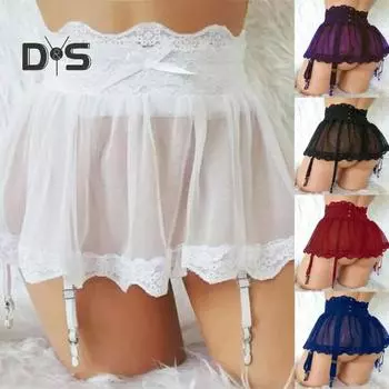 Регулируемая юбка с подвязками. Четырехбортная кружевная юбка с подвязками на день святого Валентина. S синий