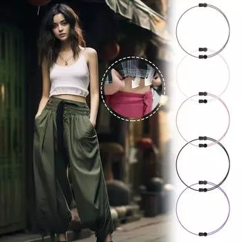 Регулируемая укороченная лента, инструмент для обрезки свитера и рубашки, укороченная лента, пропускающая живот, эластичная лента, чтобы изменить стиль ваших топов L чёрный