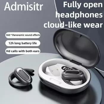 Регулируемая ушная фиксация Открытая беспроводная Bluetooth-гарнитура для киберспорта Низкая задержка и длительное время автономной работы чёрный