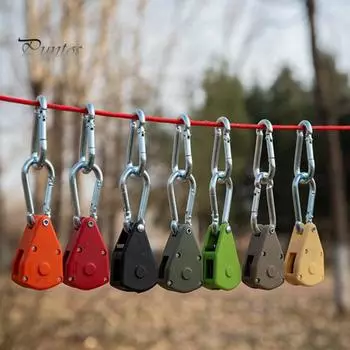 Регулируемая веревочная вешалка Прочный ремень с храповым механизмом Самоблокирующаяся конструкция Конструкция с двойным крючком Система шкивов с храповым механизмом для кемпинга S жёлтый