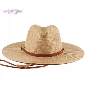 Регулируемая ветрозащитная веревка, однотонная складная соломенная шляпа унисекс с большими полями, солнцезащитный крем, шляпа от солнца, модные аксессуары M хаки