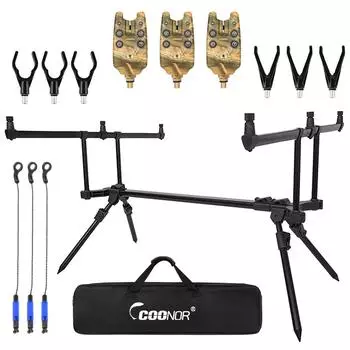 Регулируемая выдвижная подставка для карповой удочки, держатель для удочки, подставка для удочки с 3 укусами чёрный