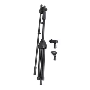 Регулируемая высота микрофонной стойки с основанием-треногом, пластиковая стальная стрела микрофона, напольная стойка для