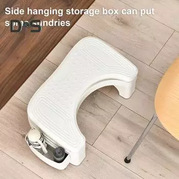 Регулируемая высота туалетного табурета с ящиком для хранения, нескользящий табурет для ног, переносной табурет для ванной комнаты, грузоподъемность 100 кг, туалетный табурет белый