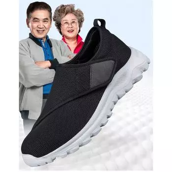 Регулируемая застежка диабетическая обувь очень широкая отечная ходьба нескользящая обувь для пожилых мужчин женщин опухшие ноги 35 чёрный