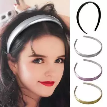 Регулируемая золотая повязка на голову, обруч для волос из искусственной кожи, роскошная отделка, атласный материал, свадебная повязка для волос серебряный