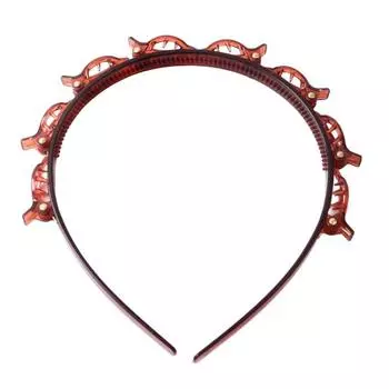 Регулируемая зубчатая повязка на голову женская с челкой прическа повязка на голову с 8 маленькими зажимами DIY заколка для волос регулируемая плетеная челка заколки для волос красный