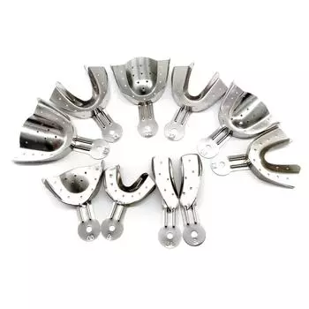 Регулируемая зубная ложка для слепков, зубные лотки из нержавеющей стали, автоклавируемый инструмент для протезов, зубная ложка, высокое качество 2 pcs Anterior