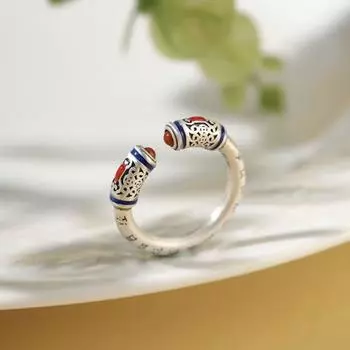 Регулируемое этническое кольцо в старинном стиле с цветочной гравировкой, серебряное, открытое кольцо для женщин античный серебряного