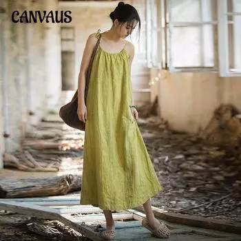 Регулируемое длинное платье с бретелькой на бретельках с принтом тай-дай, свободные винтажные летние женские повседневные платья больших размеров во французском стиле One Size пшеничный