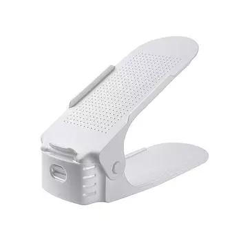 Регулируемое хранение Двойной утолщенный стеллаж для обуви Многоярусный поднос для обуви Бытовой компактный органайзер для обуви Полки для обувного шкафа белый