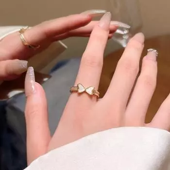 Регулируемое кольцо-бабочка в корейском стиле — роскошный и модный дизайн для женщин model J922 золотой