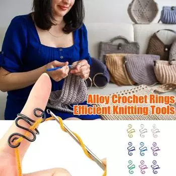 Регулируемое кольцо для вязания крючком, пряжа из сплава, натяжное кольцо для вязания крючком, пряжа для пальцев с открытым дизайном A