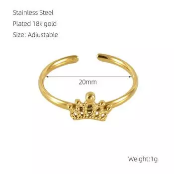 Регулируемое кольцо из нержавеющей стали с покрытием из 18-каратного золота с дизайном кошачьей лапки, облака, сердца, короны и четырехлистного клевера Open Adjustable