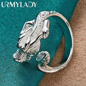 Регулируемое кольцо из стерлингового серебра 925 пробы с драконом для мужчин, модные очаровательные ювелирные изделия Resizable