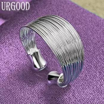 Регулируемое кольцо из стерлингового серебра 925 пробы с несколькими резьбами, очаровательное подарочное ювелирное изделие для вечеринки