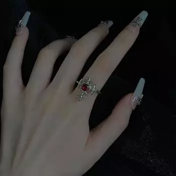 Регулируемое кольцо-крест, готическое открывающееся кольцо на палец, ювелирное изделие, кольцо в форме сердца для вечеринки love heart