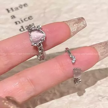 Регулируемое кольцо Love с камнем кошачий глаз - Sweet Temperament Jewelry J911 серебряный