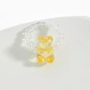 Регулируемое кольцо на палец в виде цветного медведя, ювелирные изделия, эластичные кольца для суставов, прозрачное кольцо с медведем для девочек розовый