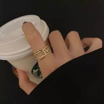 Регулируемое кольцо с цирконием - модный дизайн для женщин, кольцо на указательный палец в стиле интернет-знаменитости Adjustable opening золотой