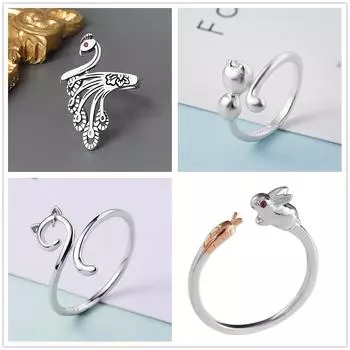 Регулируемое кольцо с милыми животными, ювелирные изделия, открытые кольца для влюбленных пар, дамы, подарки на День святого Валентина adjustable