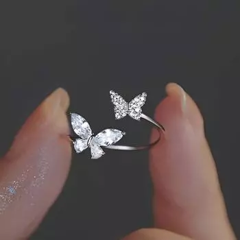 Регулируемое кольцо с открывающейся бабочкой, маленькое свежее одинарное кольцо для женщин, модные и популярные аксессуары Adjustable opening