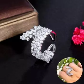 Регулируемое кольцо с уникальным дизайном серебряного цвета для свадебной вечеринки CMM Adjustable серебряный