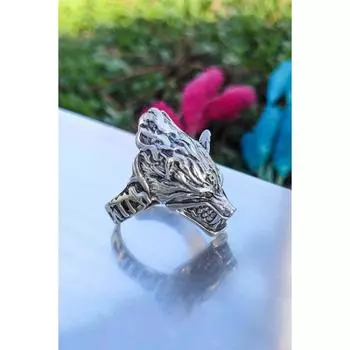 Регулируемое мужское кольцо с волком, антикварное посеребрение